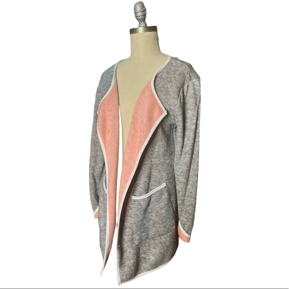 Helcarcii Grey and Pink Open Sweater Cardigan size L - Picture 2 of 14